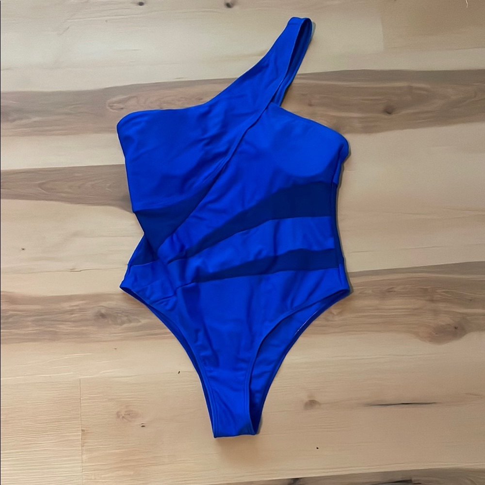 One-Shoulder Blue Swimsuit